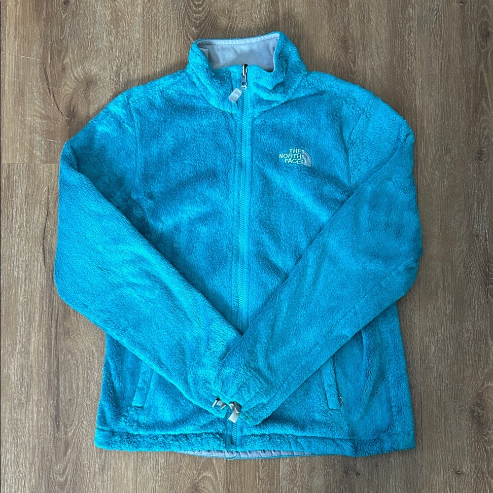 Women’s Teal North Face Fuzzy Jacket, Size M